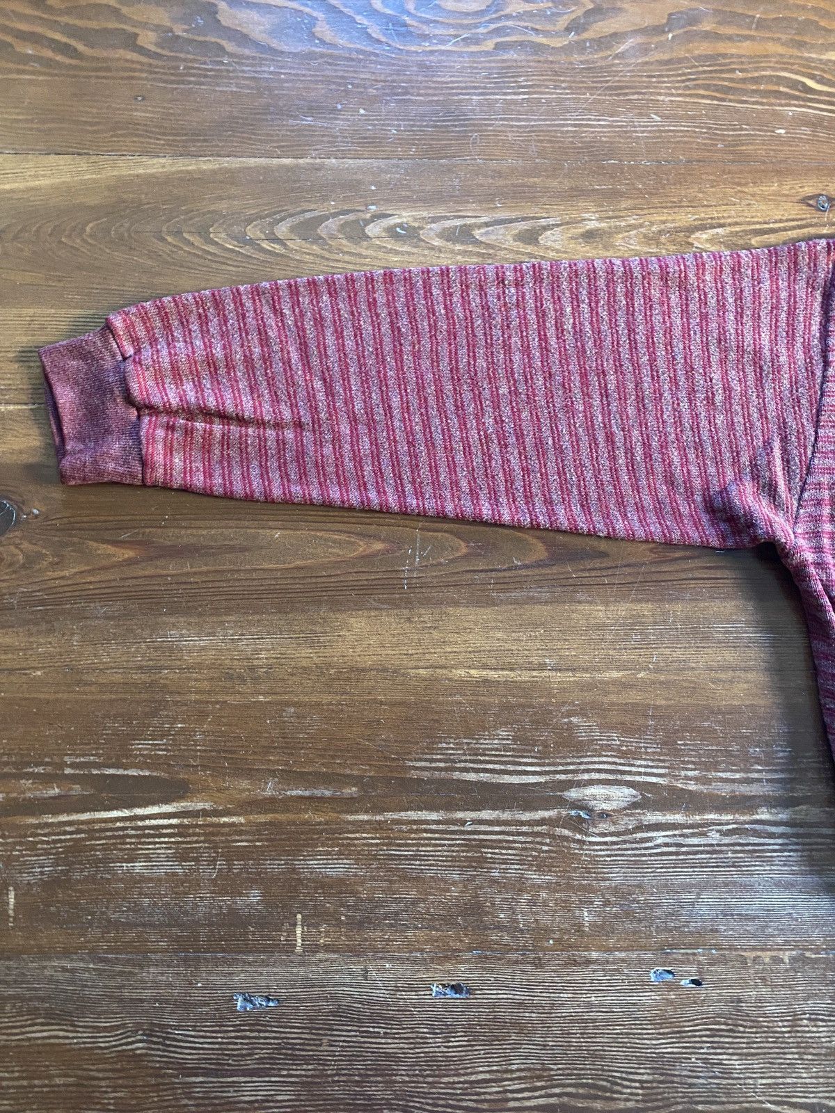 Vintage Vintage 60’s Creslon & Rayon Maroon Striped Knit Sweater Size US M / EU 48-50 / 2 - 7 Thumbnail