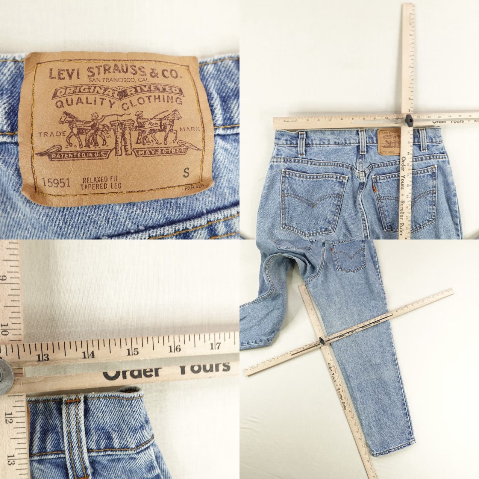 Levi's Vintage Levis Jeans Women 14 Short Blue Denim Orange Tab 951 Loose Fit 90s 15951 Size 36" / US 14 / IT 50 - 8 Thumbnail