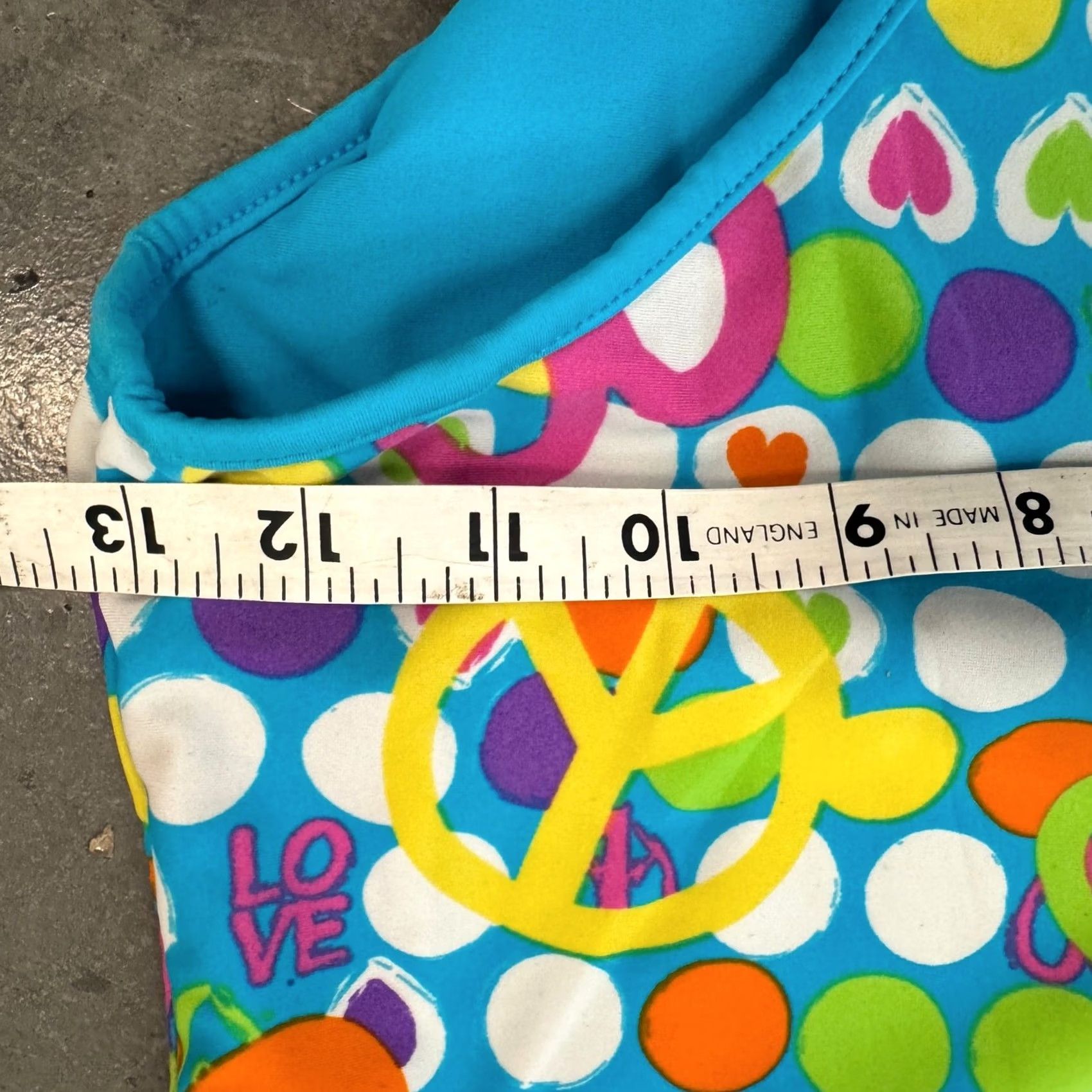 Vintage VINTAGE Laguna One Piece Swimsuit Womens S Blue Peace Sign Heart Y2K Retro Size ONE SIZE - 5 Thumbnail