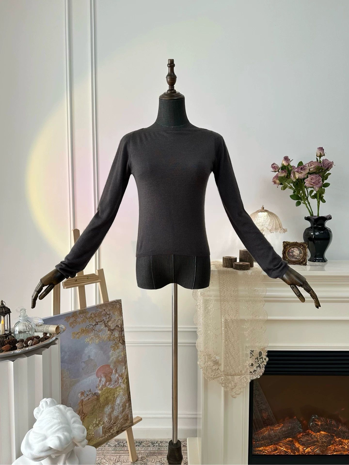 Prada PRADA women's gray knit long-sleeve top 40 Size M / US 6-8 / IT 42-44 - 1 Thumbnail