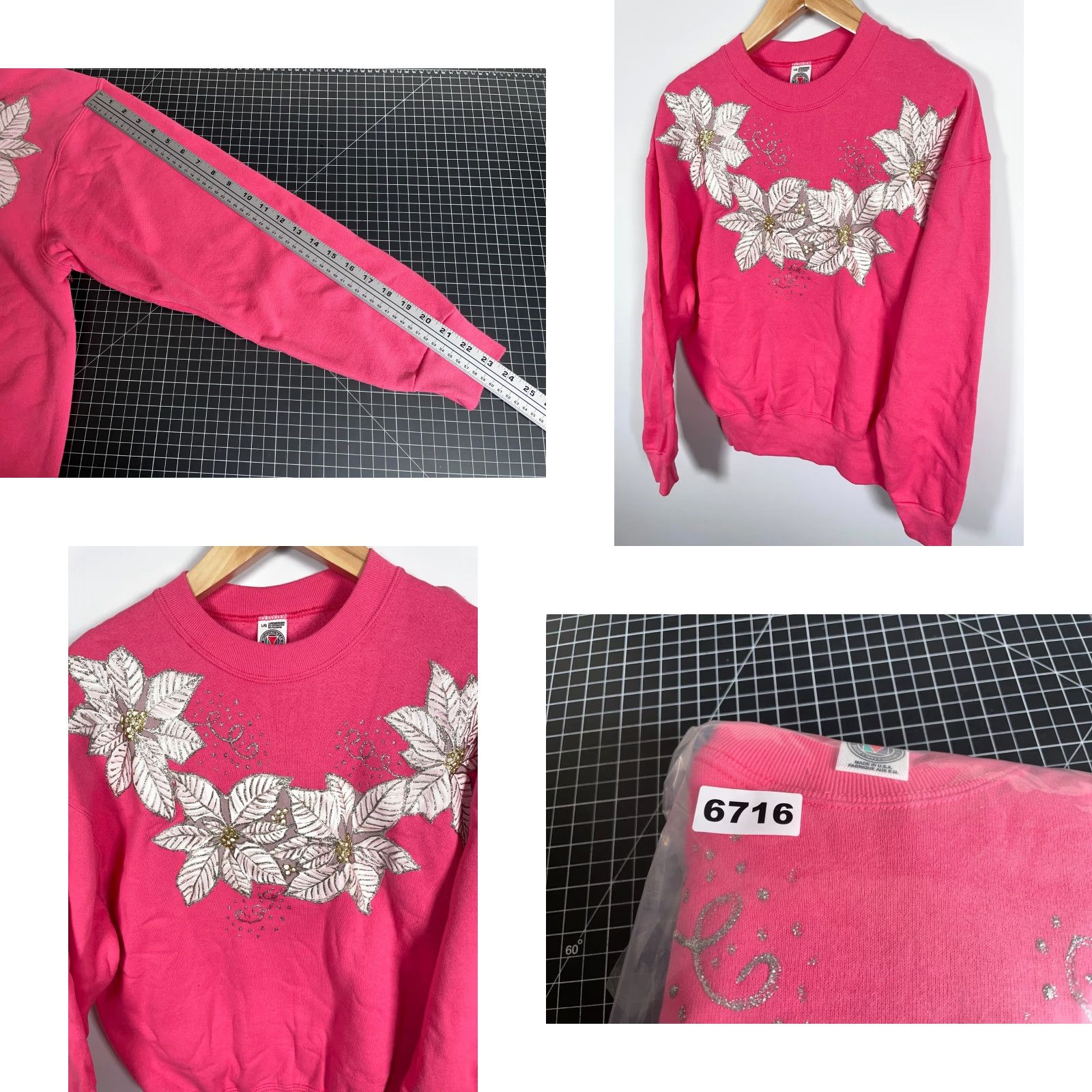 Vintage VINTAGE Munsingwear Sweatshirt Women's Large Pink Poinsettia Christmas Floral Decal Crew Neck Pullover 50-50 Cotton-Polyester Size L / US 10 / IT 46 - 8 Thumbnail