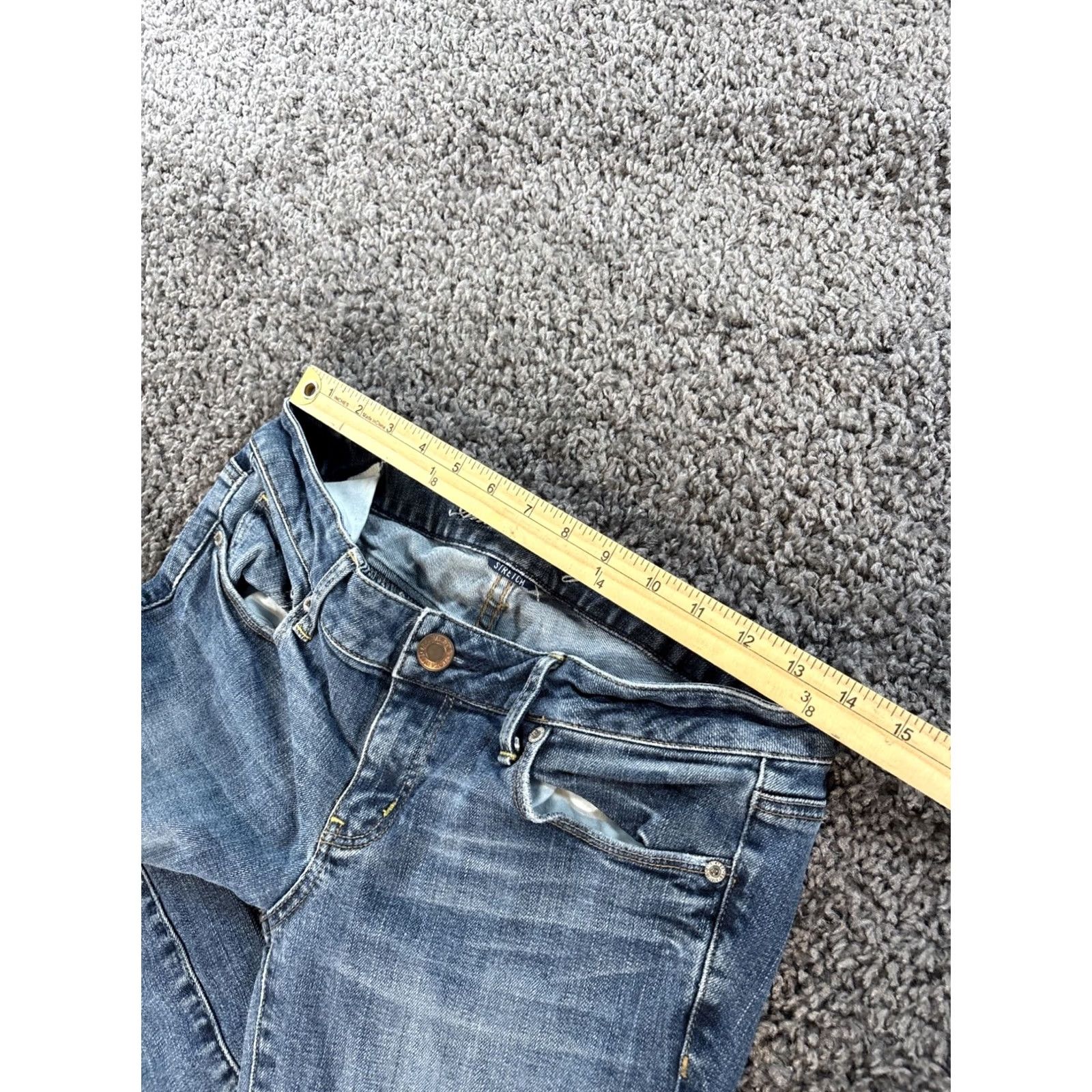 American Eagle Outfitters Vtg American Eagle Skinny Jeans Womens 28x29 Low Rise Med Wash Faded Distressed Size 26" / US 2 / IT 38 - 4 Thumbnail