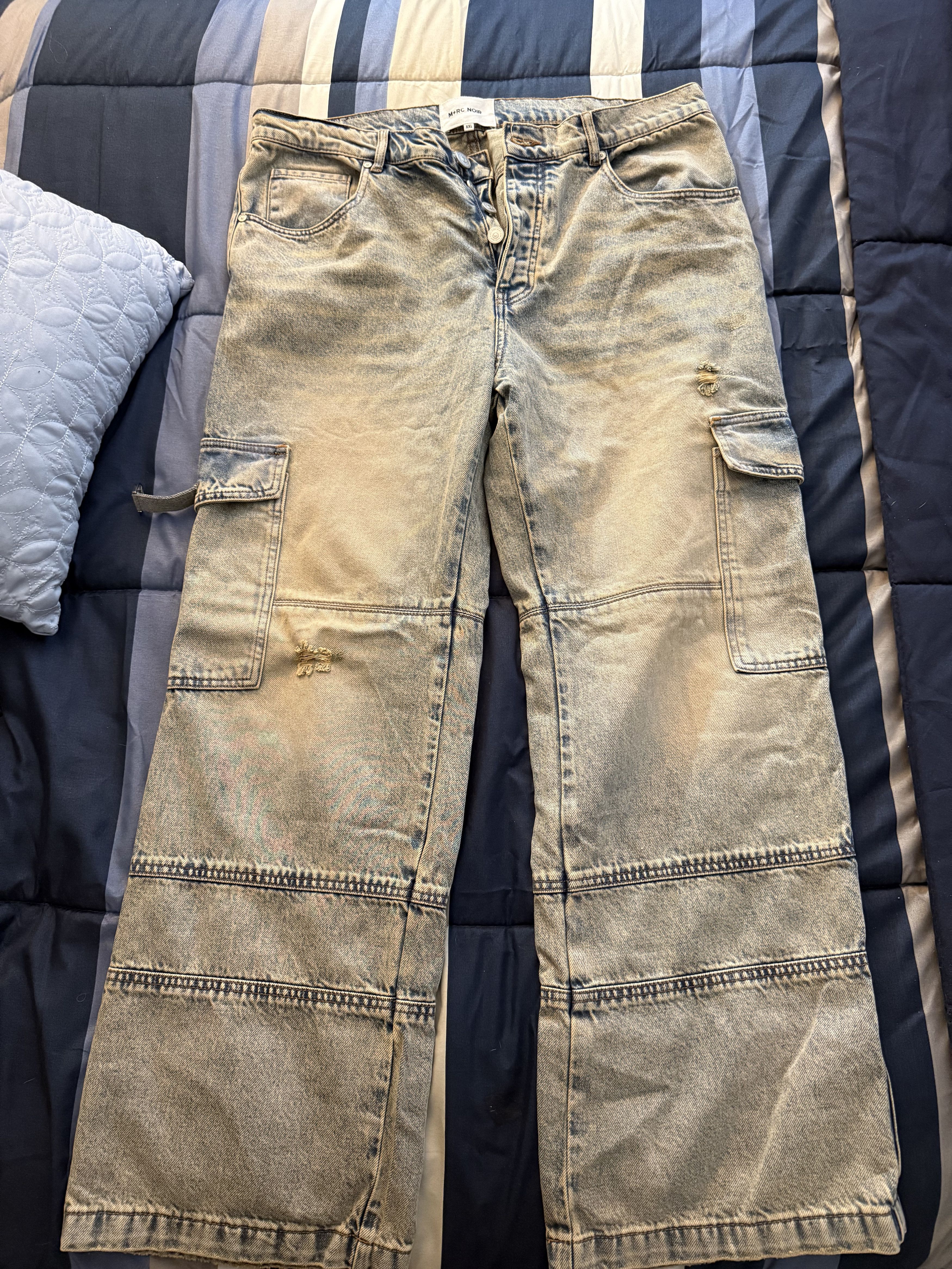 M+Rc Noir Washed Denim Cargo Pants Size US 36 / EU 52 - 1 Thumbnail