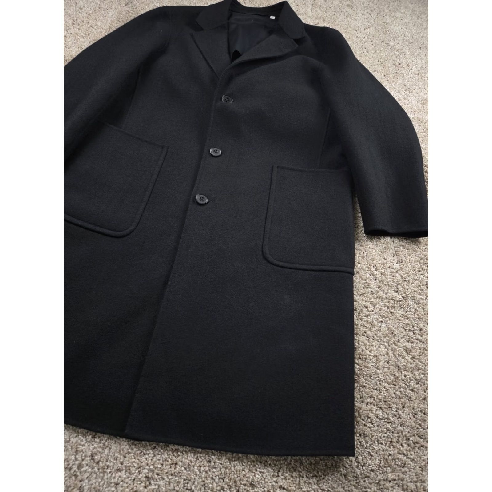 Uniqlo Uniqlo U Double Faced Overcoat Mens S Black Wool Blend Pockets 3 Button Long Coat Pattern Solid Size US S / EU 44-46 / 1 - 2 Thumbnail