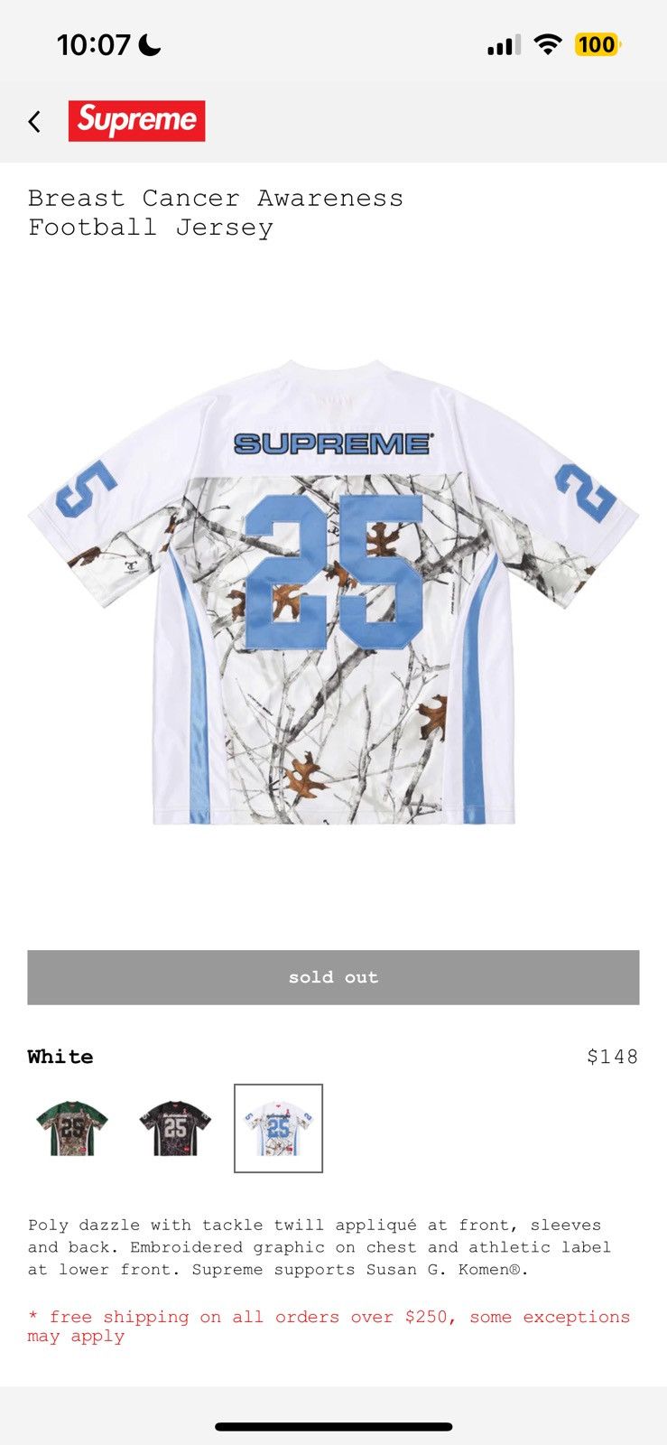 Supreme Supreme Breast Cancer Awareness Football Jersey | Grailed