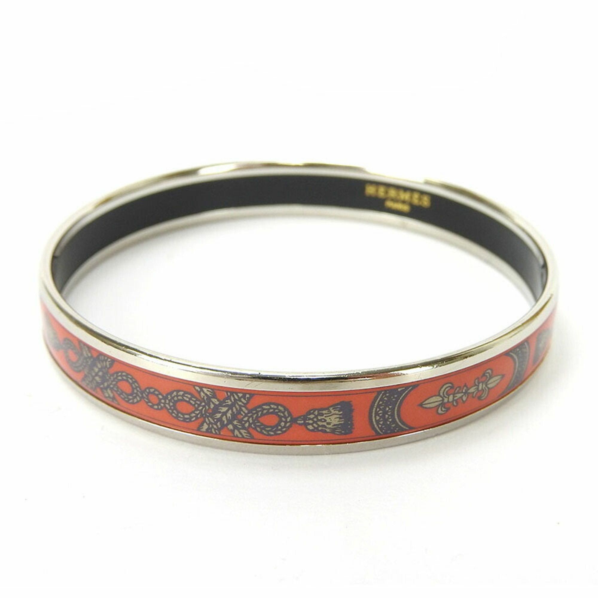 image of Hermes Enamel Bangle Bracelet Accessories Cloisonne Silver Red Plated Ladies in Blue, Women's