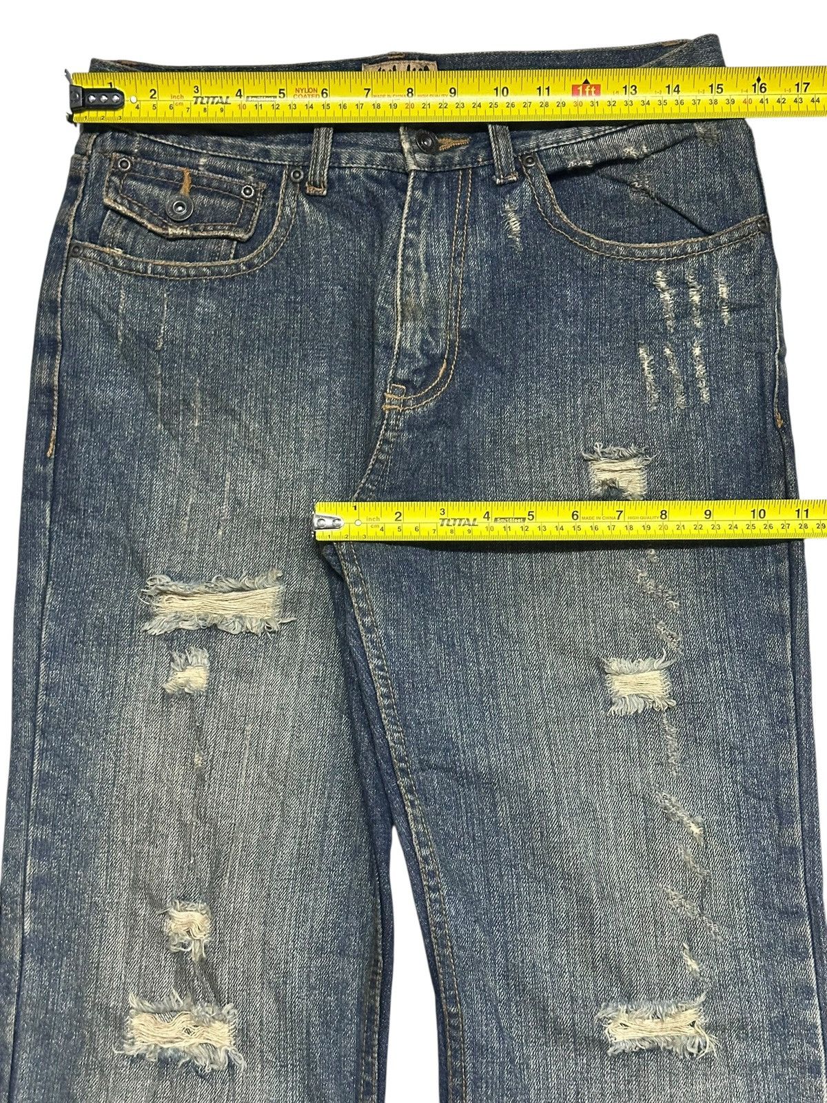 Japanese Brand Nylaus Vintage Distressed With Flare Wideleg Style & Mudwash Size US 31 - 16 Thumbnail