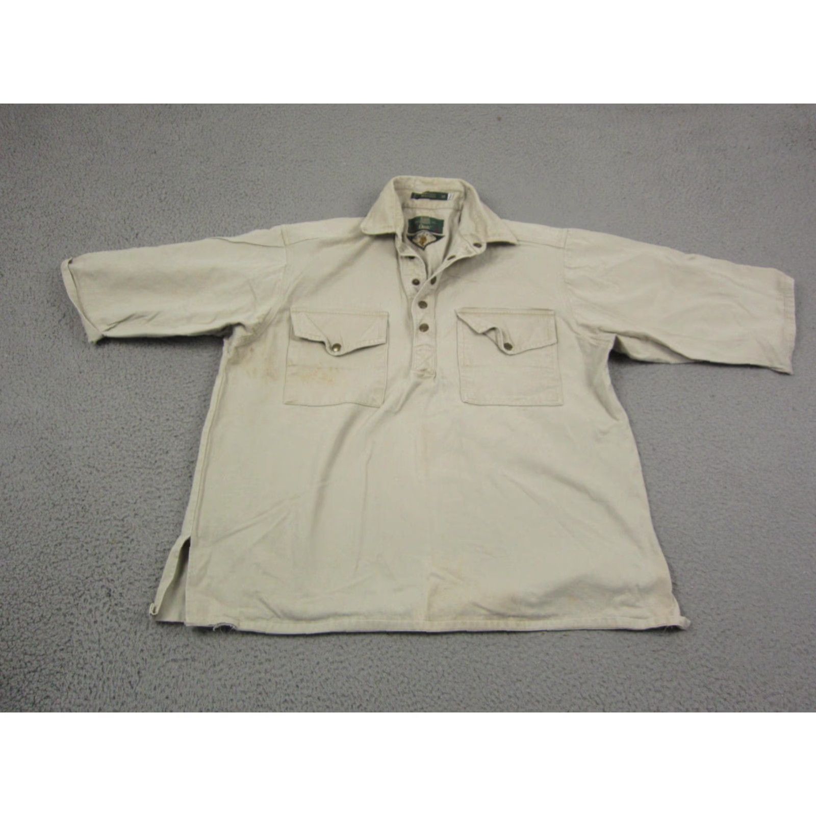 Orvis VINTAGE Orvis Shirt Mens MT Khaki Brown Nylon Polyester Cotton Canvas Button-Up Pockets Classic Outdoor 70s 80s? Size US M / EU 48-50 / 2 - 2 Thumbnail