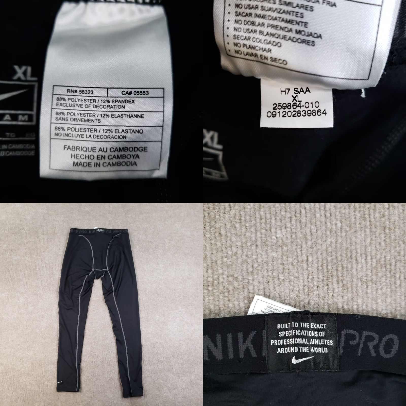 Nike VINTAGE Nike Pro Compression Pants Mens XL Black Base Layer Tights Stretch Sports Size US 36 / EU 52 - 8 Thumbnail