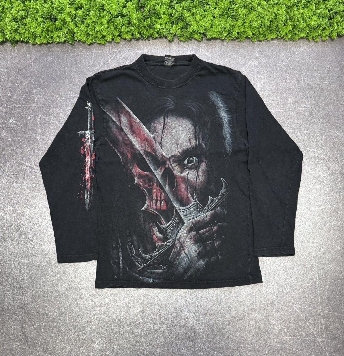Vintage Vintage 90s Skull Longsleeve Spiral Y2K Affliction Style Size US M / EU 48-50 / 2 - 1 Thumbnail