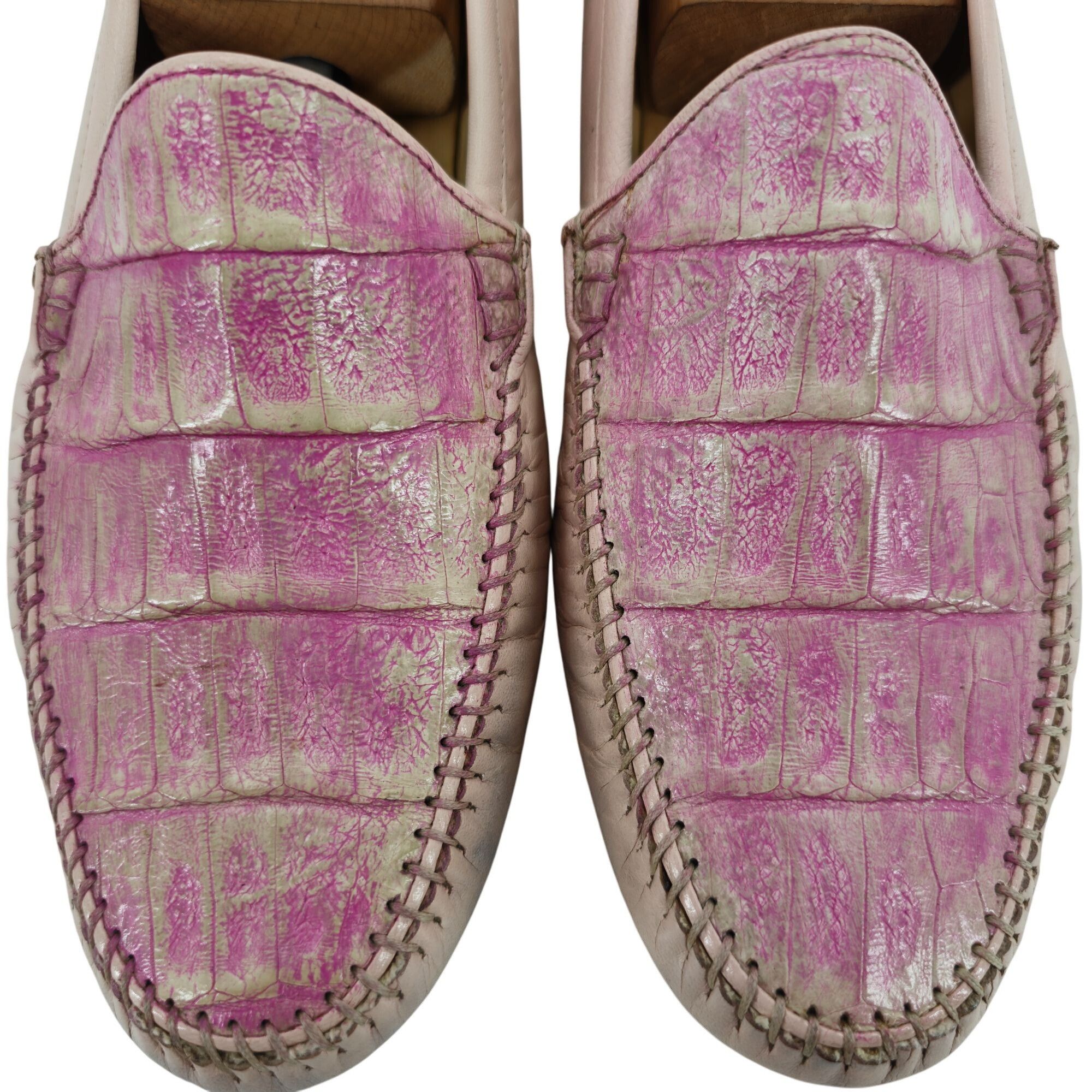 Other Vintage Pink Exotic Caiman Michele Loisi Italy Mens 10 Shoe Size US 10 / EU 43 - 6 Thumbnail