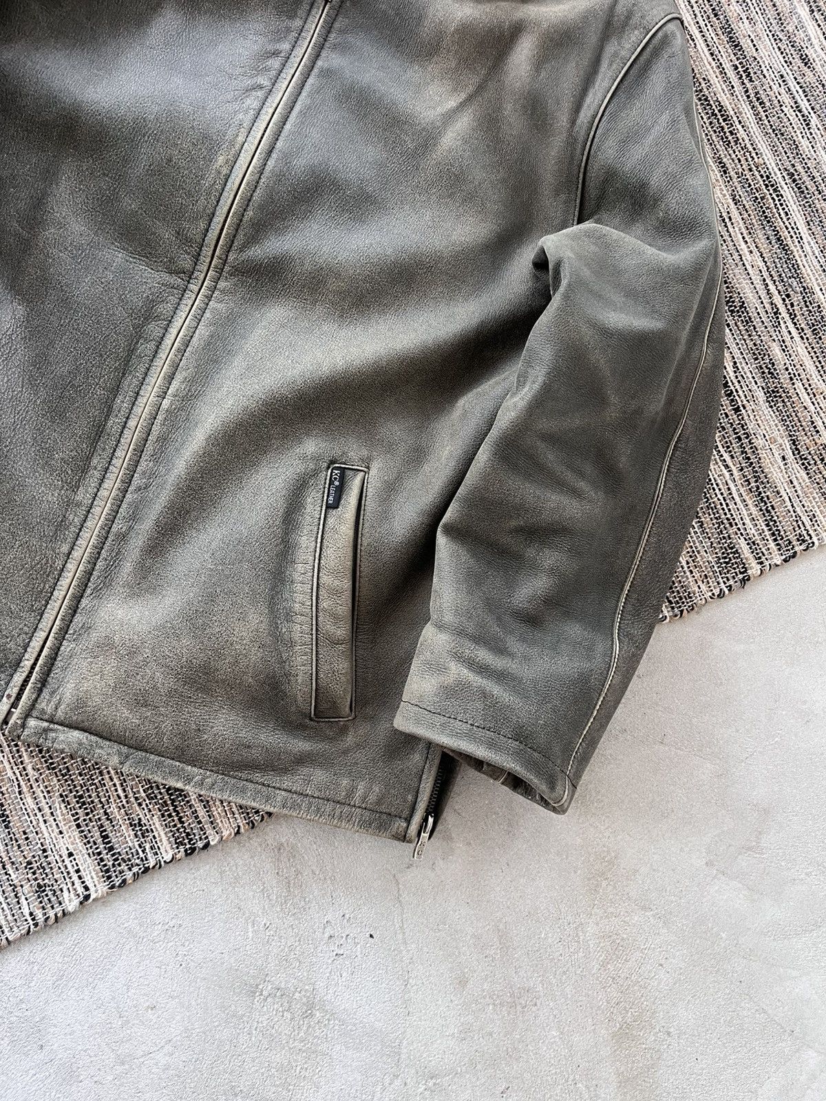 Genuine Leather Vintage Green-Grey Leather Coach Bomber Jacket Avantgarde Size XL / US 12-14 / IT 48-50 - 7 Thumbnail