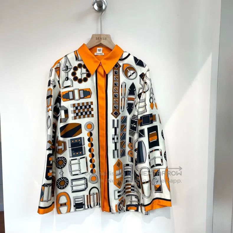 Hermes Hermes Classic Printed Mulberry Silk Shirt Size XXS / US 00 / IT 34 - 1 Thumbnail