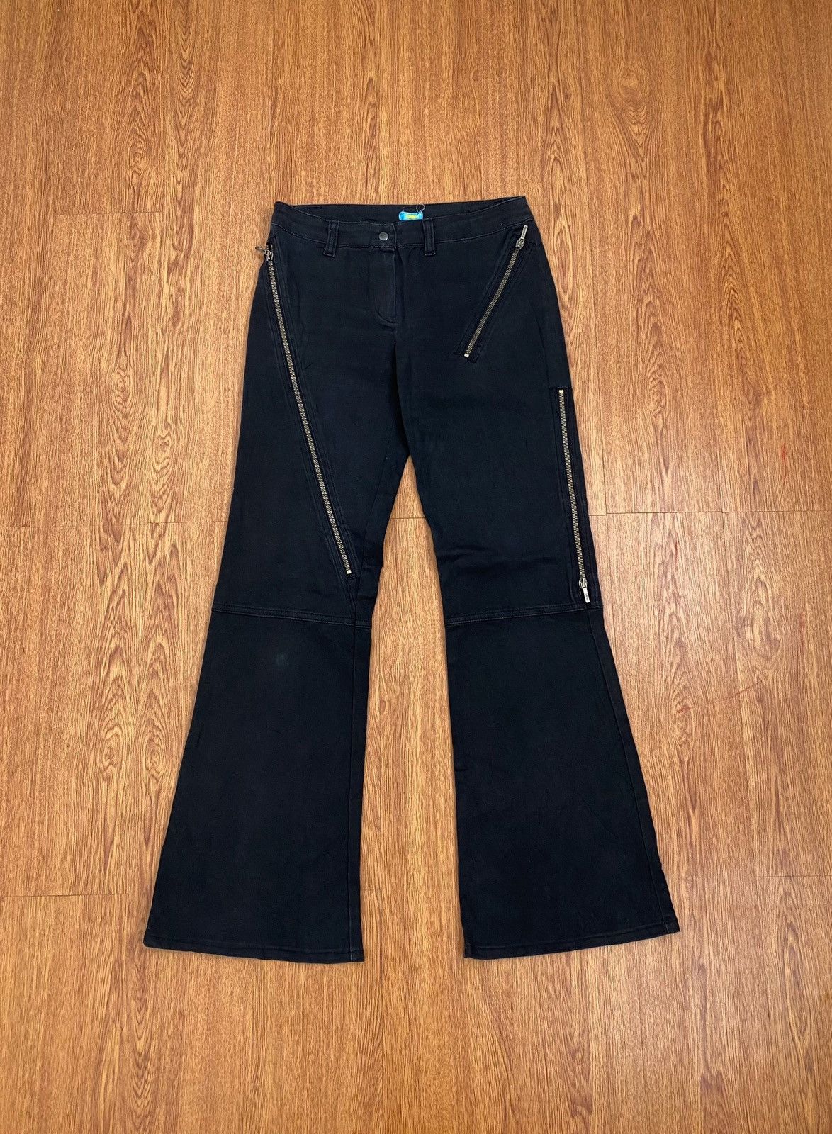 Image of Archival Clothing x Avant Garde Oddio Avant Garde Multi Zipper Flare Pants in Black, Men's (Size 30