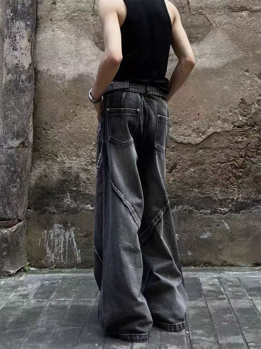 Japanese Brand × Jean Vintage Wash Deconstructed Spliced Wide Leg Jeans Size US 30 / EU 46 - 3 Thumbnail