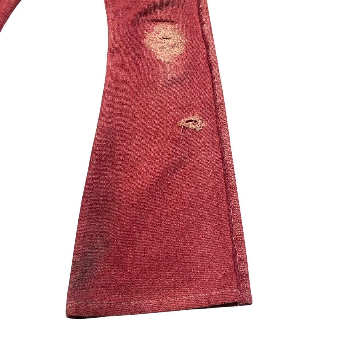 Obelisk Obelisk Red Blood Hole Distressed Denim Flare Jeans Size US 29 - 11 Thumbnail