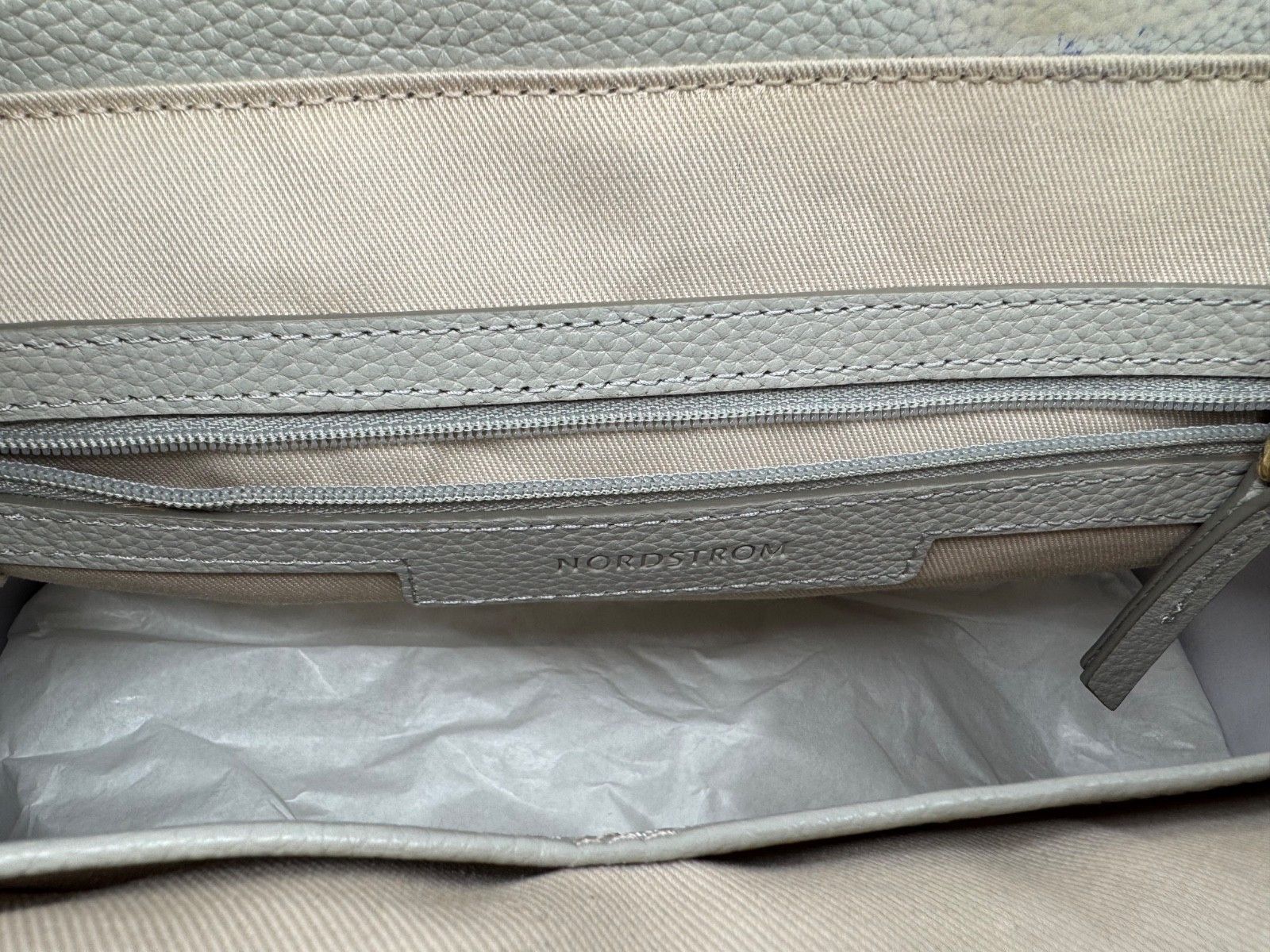 Nordstrom NWOT Nordstrom Grey Pebbled Genuine Leather Backpack Size ONE SIZE - 6 Thumbnail