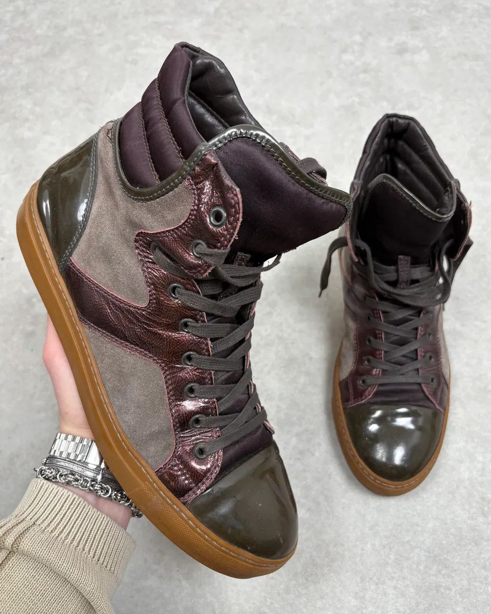 Lanvin Lanvin Bordeaux & Grey High Top Leather Sneakers Size US 9.5 / EU 42-43 - 1 Thumbnail