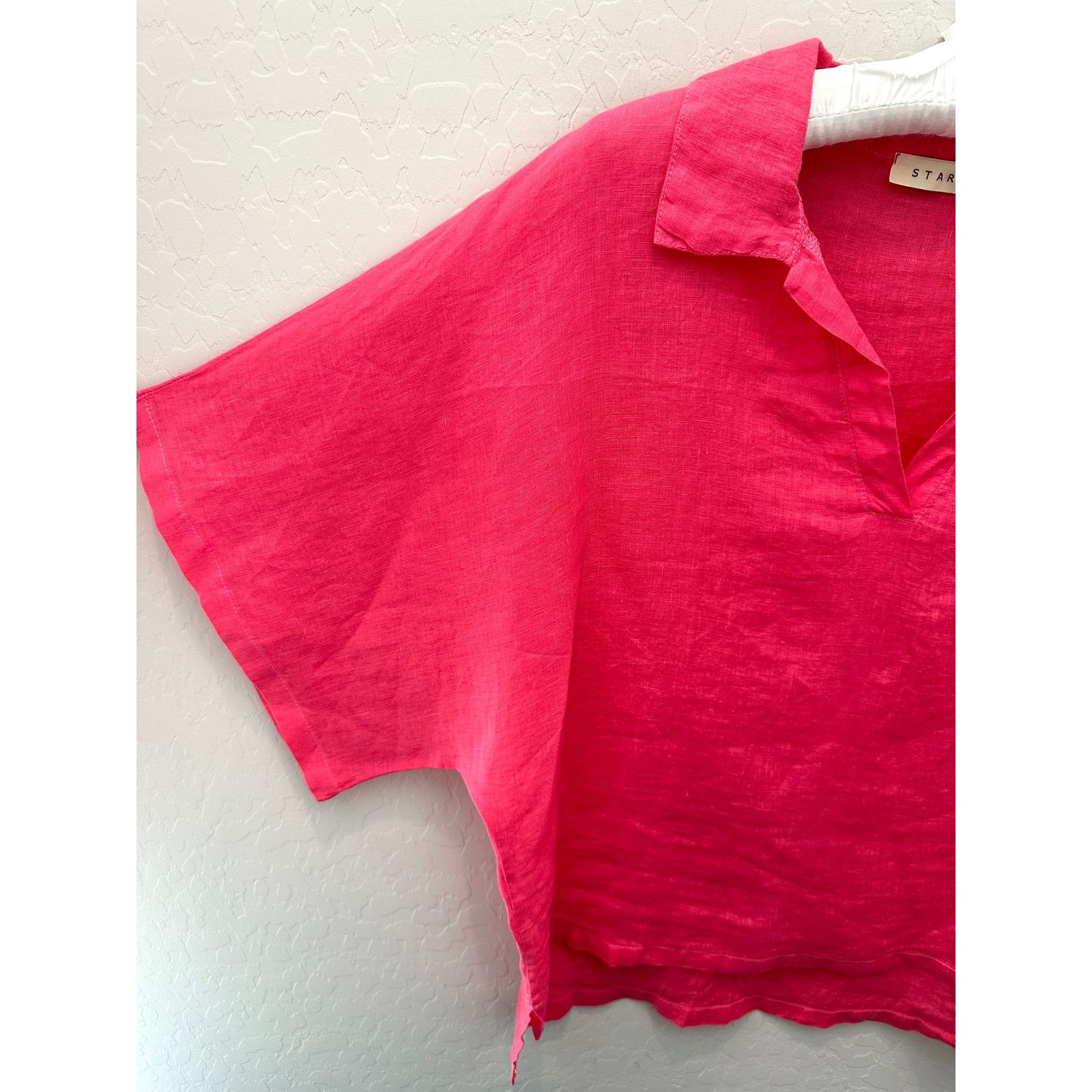 Other STARK X Hot Pink Linen Lagenlook Collared Boxy Oversized Top Size M / US 6-8 / IT 42-44 - 3 Thumbnail