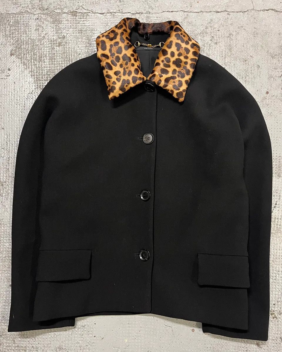 Gucci 2010s Gucci Leopard Collar Black Wool Jacket Size M / US 6-8 / IT 42-44 - 4 Thumbnail