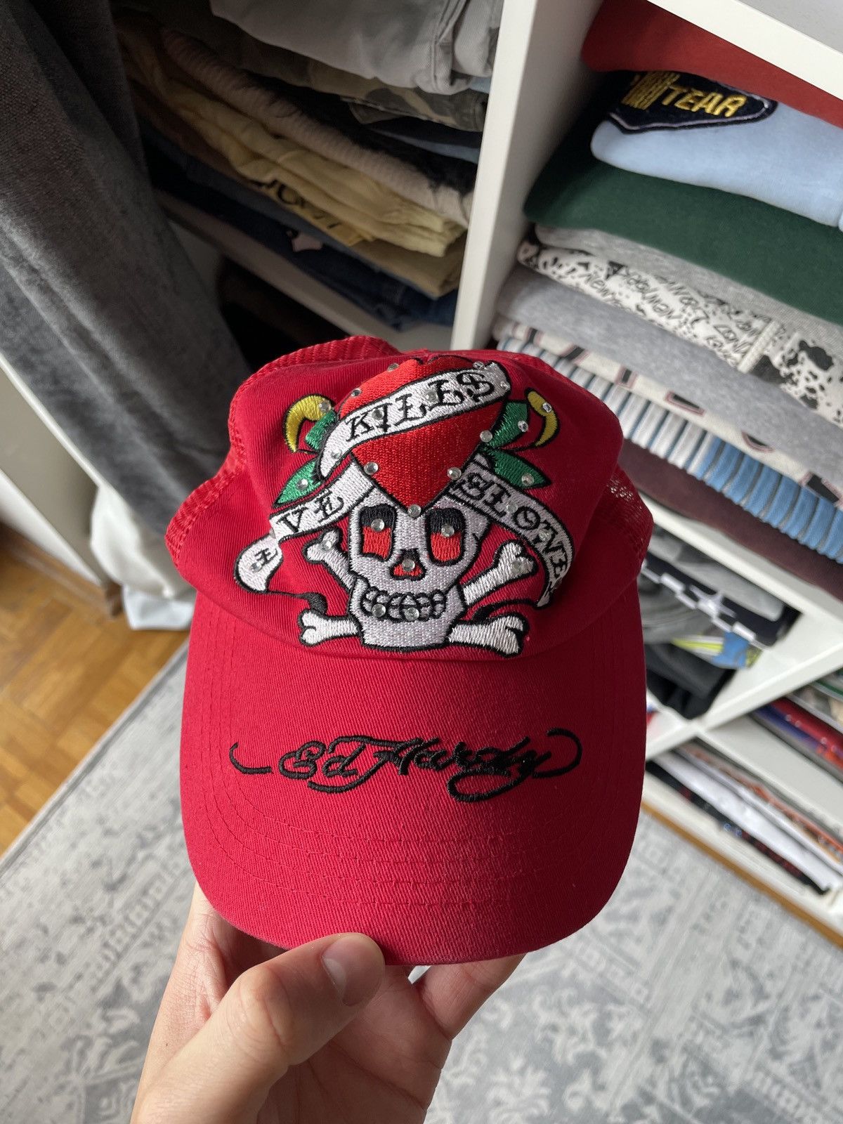 Christian Audigier × Ed Hardy × Vintage Ed Hardy Vintage Cap By Christian Audigier Big Logo Japanese Size ONE SIZE - 3 Thumbnail