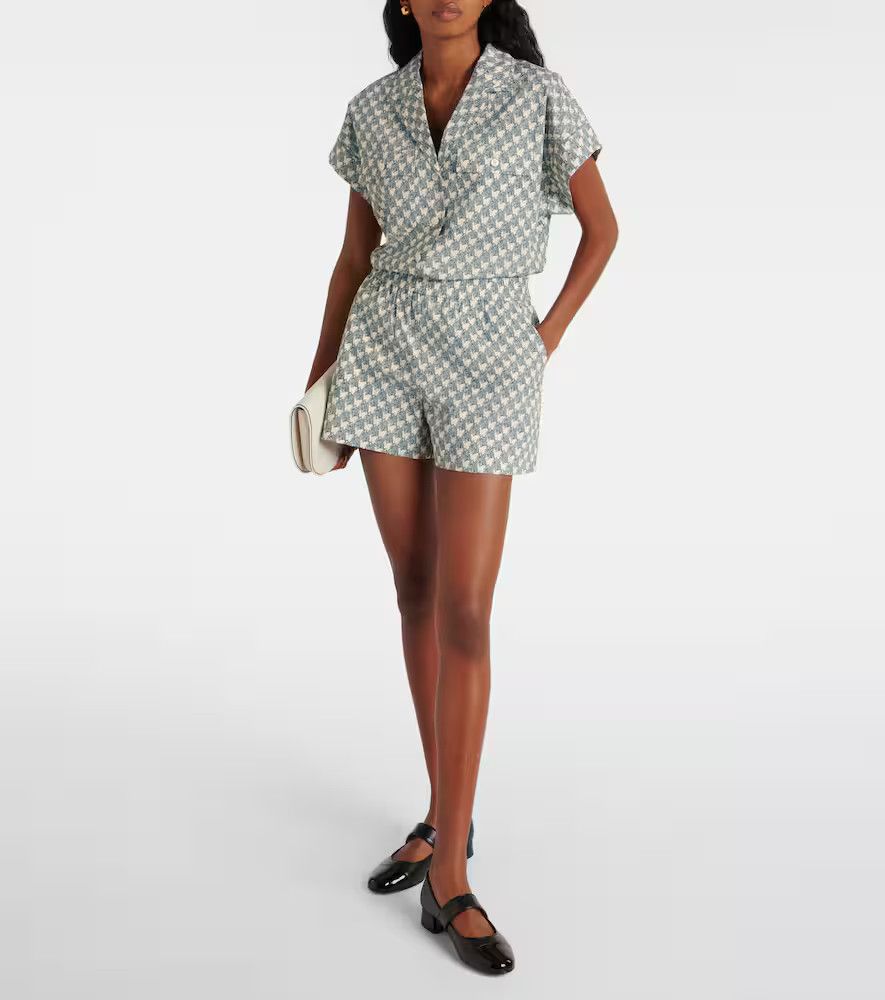 Tory Burch o1s22i1n1024 Printed Poplin Camp Shirt in Blue Size S / US 4 / IT 40 - 2 Thumbnail