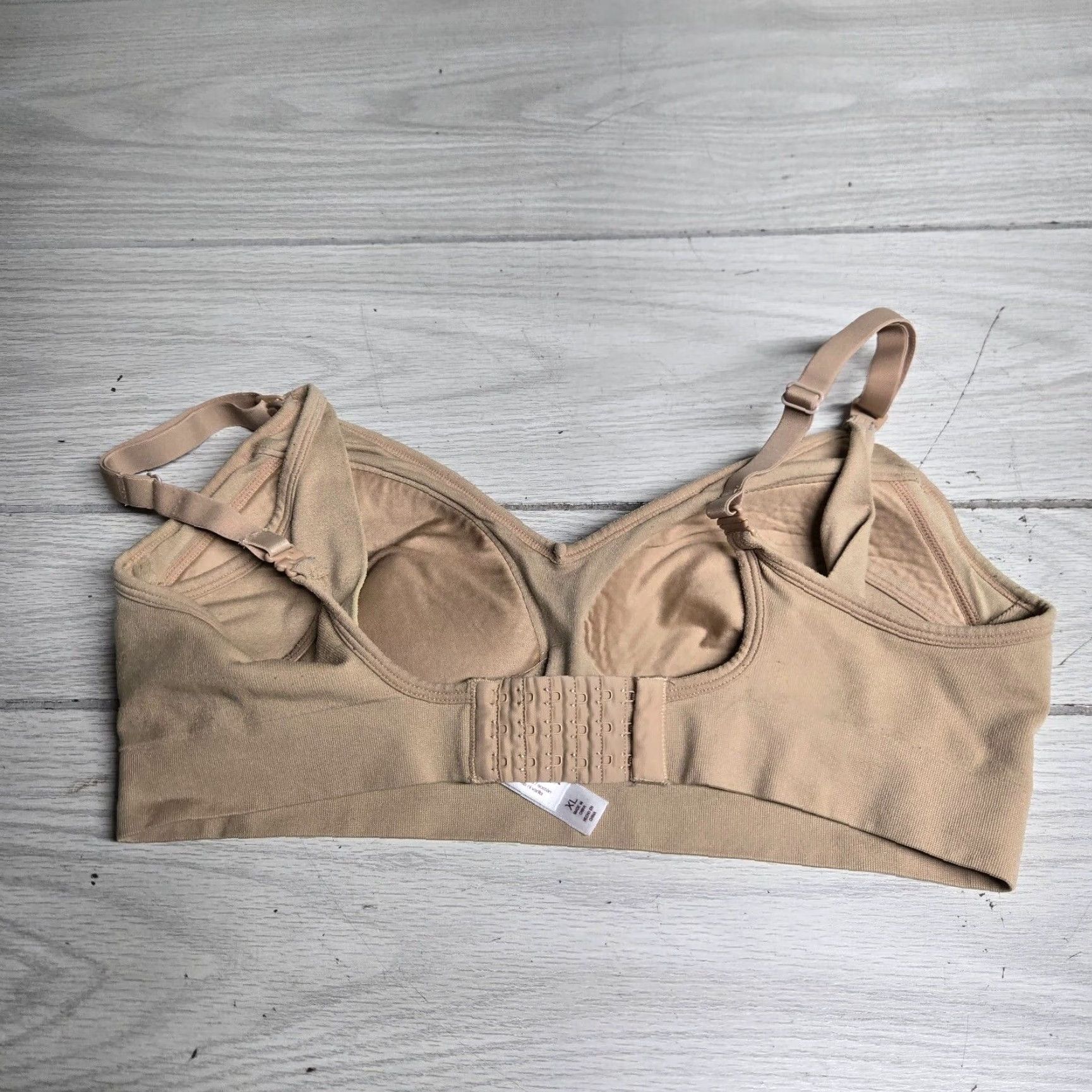 Vintage GILLIGAN & O'MALLEY Nursing Bra XL Beige Wireless Soft Floral Lace Women's Size ONE SIZE - 2 Thumbnail