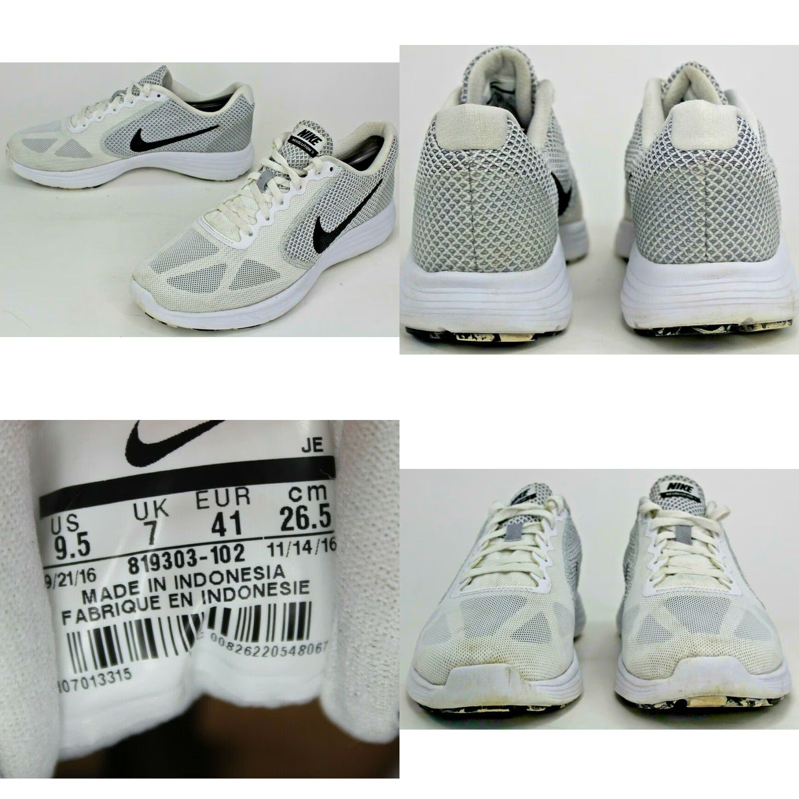 Nike Nike Revolution 3 Running Shoe Women 9.5 White Black Wolf Grey Low Top 819303 Size L / US 10 / IT 46 - 9 Thumbnail