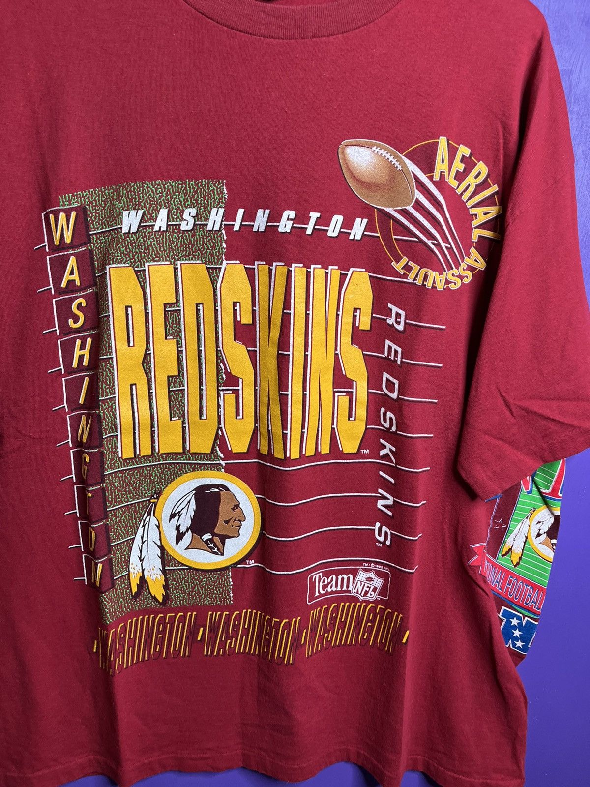 NFL × Salem Sportswear × Vintage Vintage 90s Washington Redskins Aerial assault AOP t-shirt Size US XXL / EU 58 / 5 - 3 Thumbnail
