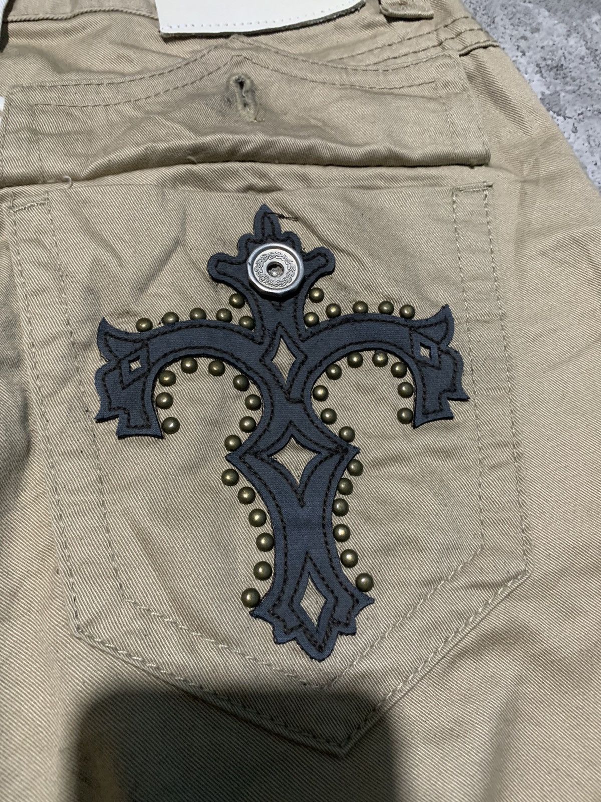 14th Addiction Y2k Red Pepper special edition stud cross skull pants Size US 34 / EU 50 - 6 Thumbnail