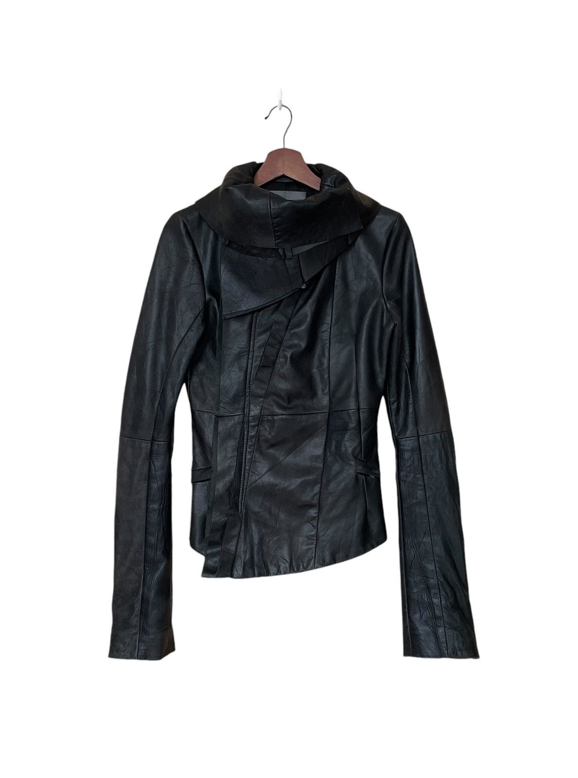 00s Ekam hooded single leather jacket 00s ekam leather jacket size s