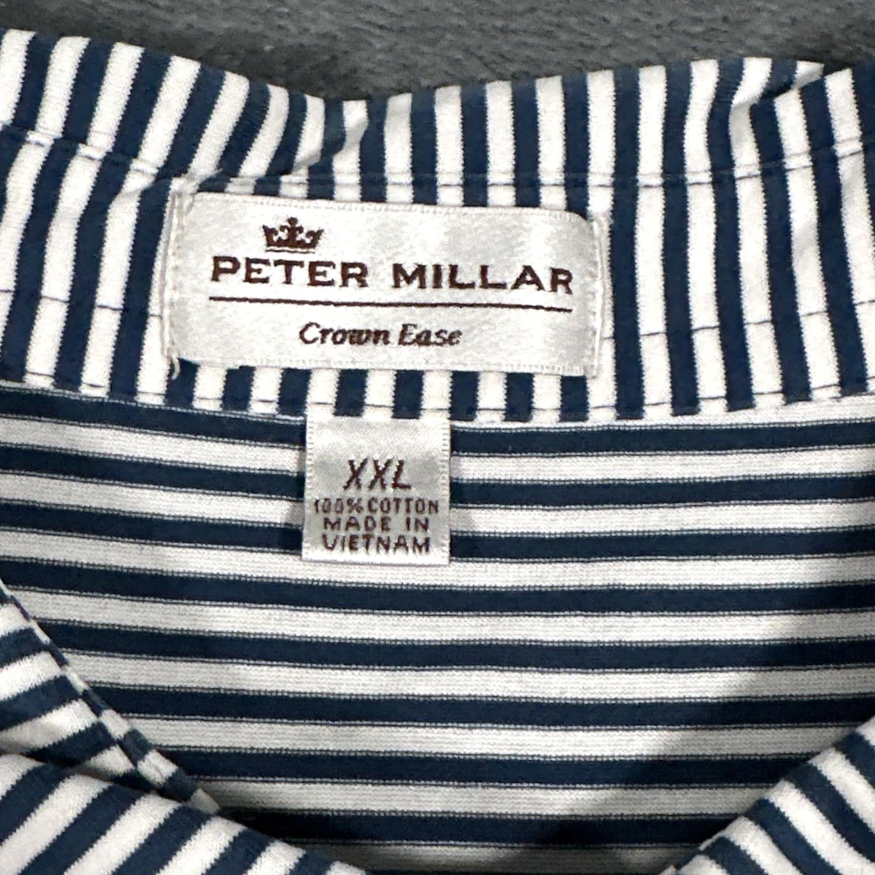 Peter Millar Peter Millar Polo Shirt Mens 2XL Blue White Stripe Crown Ease Golf Cotton Crest Size US XXL / EU 58 / 5 - 5 Thumbnail