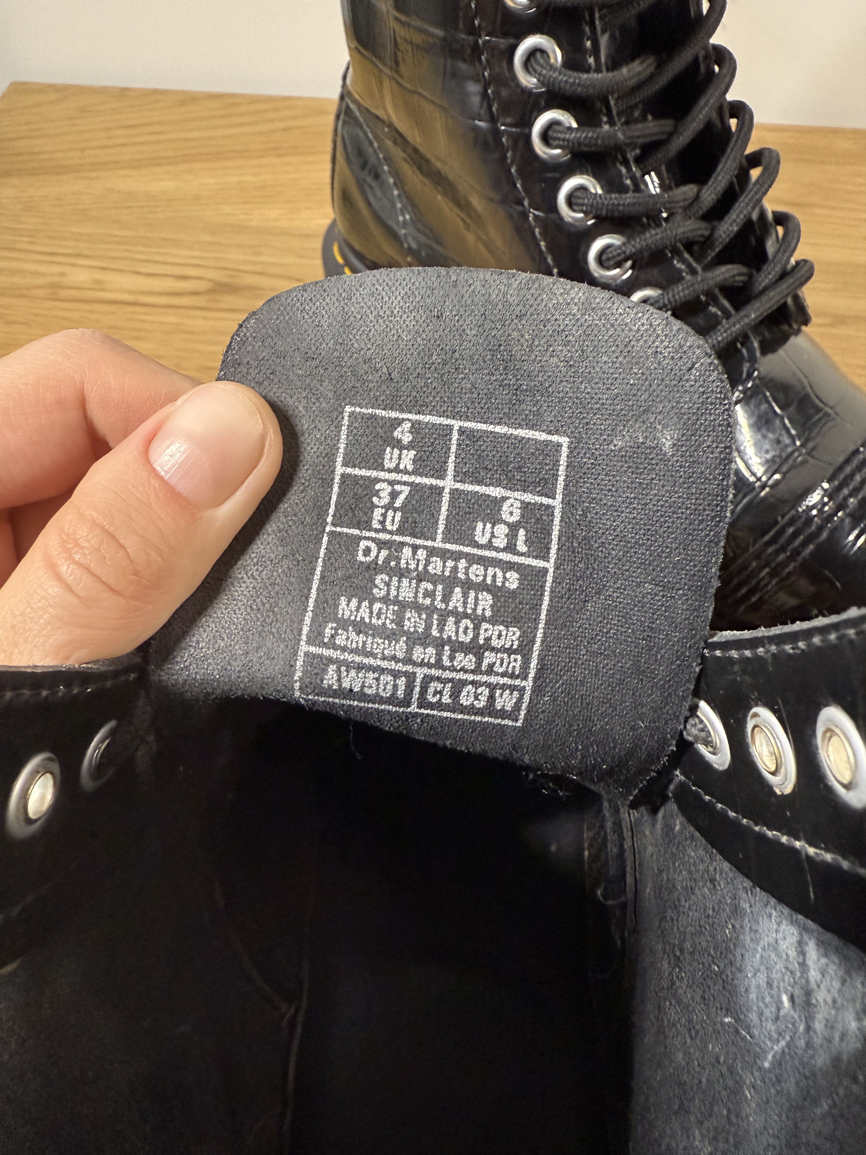 Dr. Martens Dr. Martens Black Croc Embossed Platform Leather Boots US6 Size US 6 / IT 36 - 8 Thumbnail