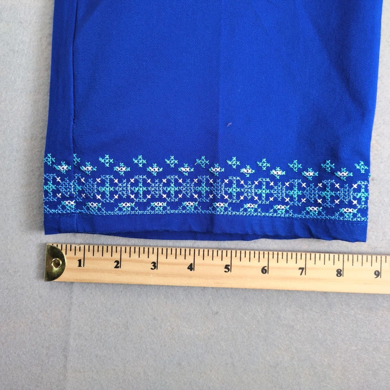 Other NWT Ruby Rd Blue Embroidered Capri Pants Women's 16 38x22.5" Size 38" / US 16 / IT 52 - 6 Thumbnail