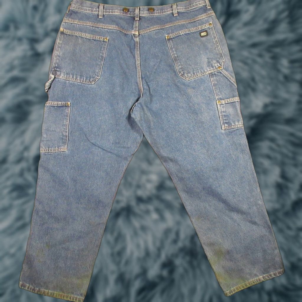 Vintage Key Carpenter Jeans Mens 42x30 Med Wash Denim Straight Leg 5-Pocket Workwear Casual Size US 42 / EU 58 - 1 Thumbnail