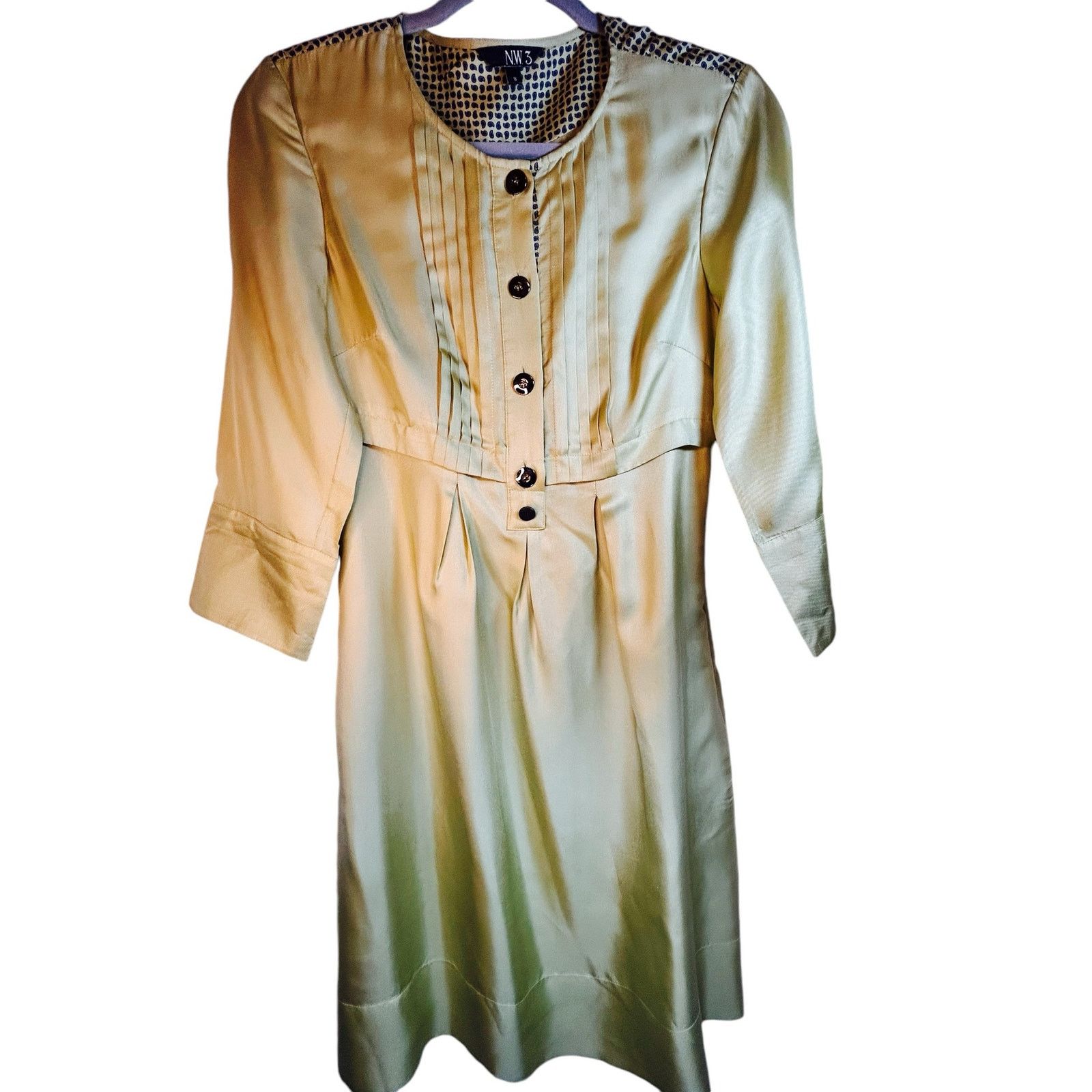 Hobbs London Rare Hobbs NW3 Silk Chartreuse Dress - Size 8 Size M / US 6-8 / IT 42-44 - 1 Thumbnail