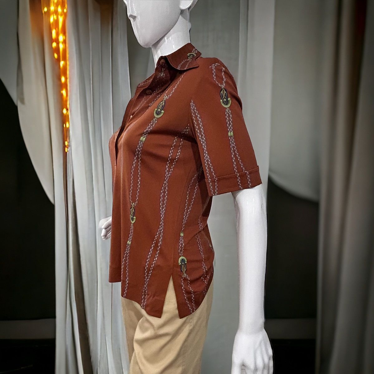 image of Vintage 70's Gucci Silk Jersey in Brown, Women's (Size Medium)