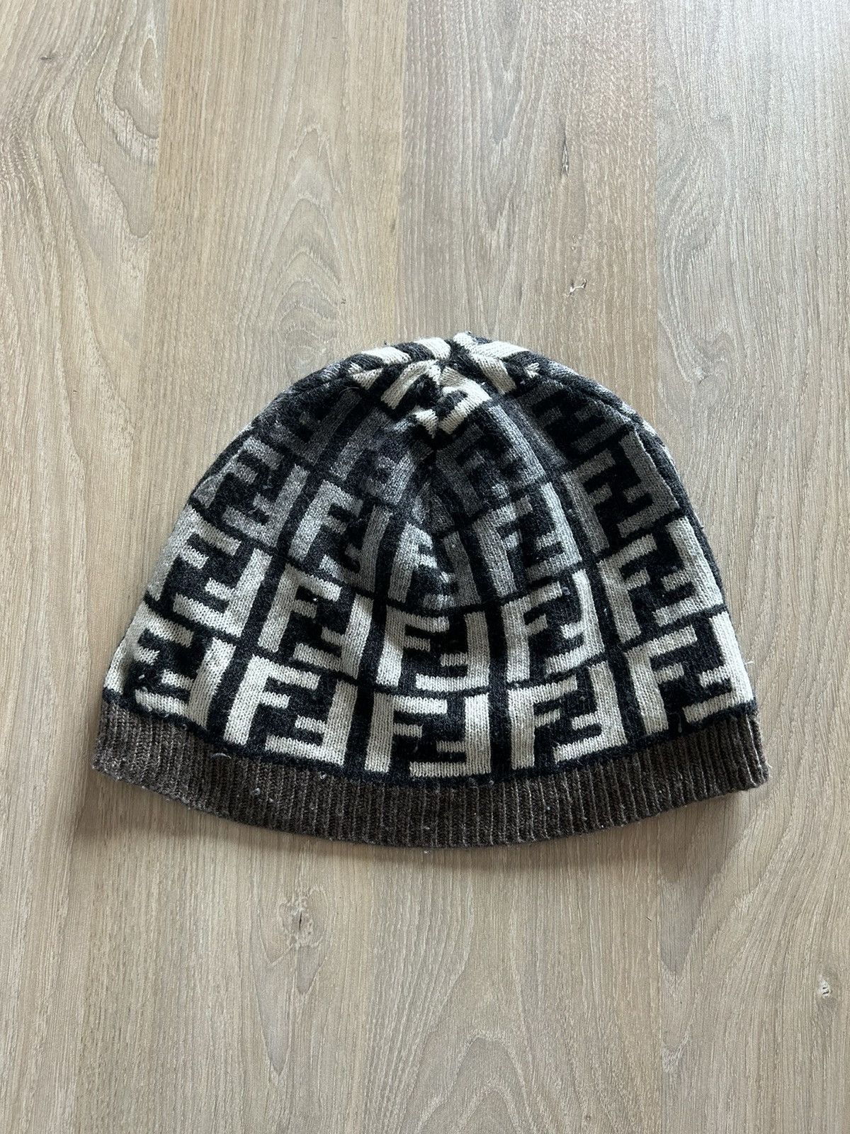 Fendi Wool/Cashmere FF Zucca Monogram Beanie Size ONE SIZE - 2 Thumbnail