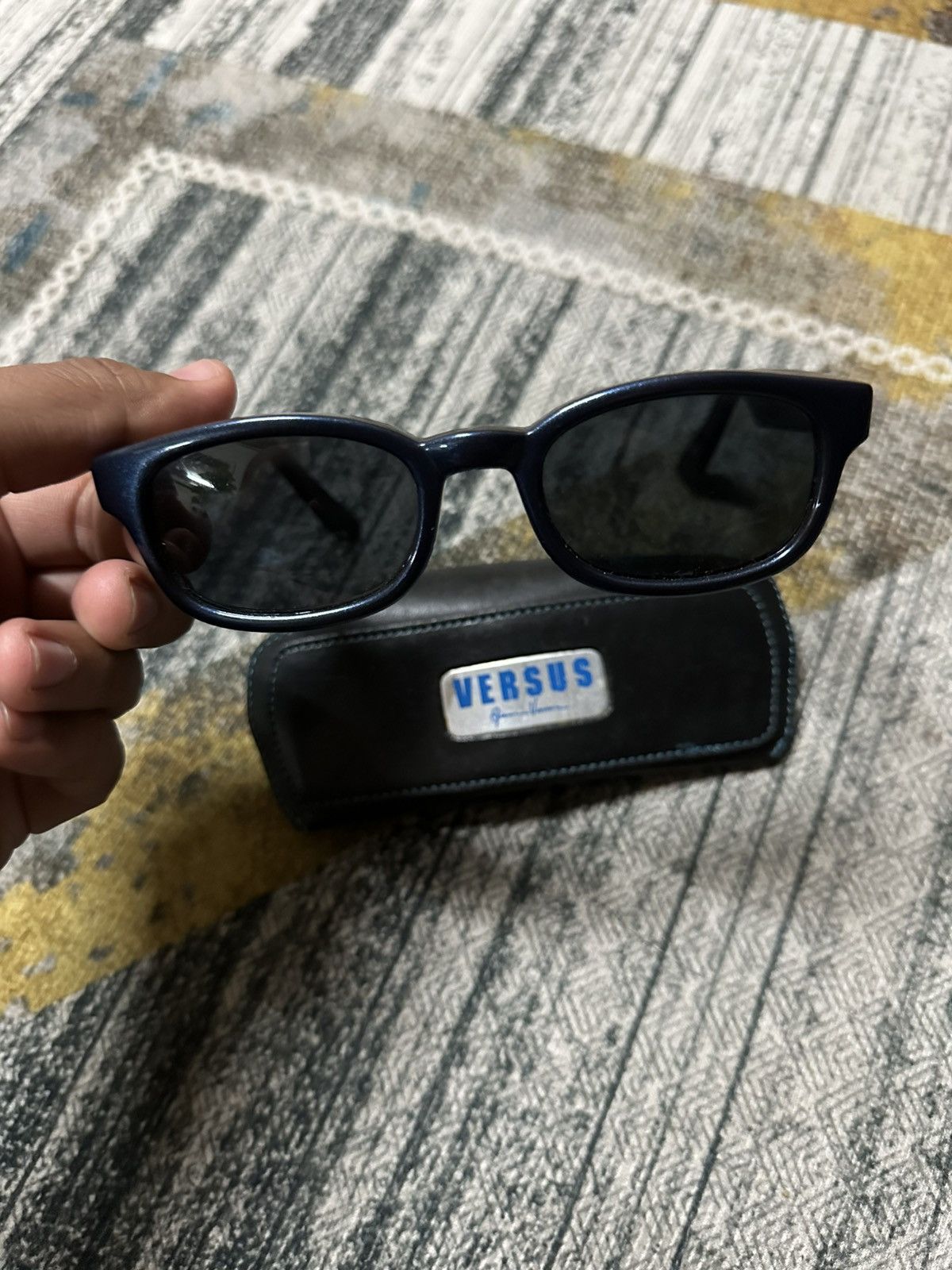Versace Gianni Versace Mens Vintage Sunglasses Blue Gold Size ONE SIZE - 1 Thumbnail