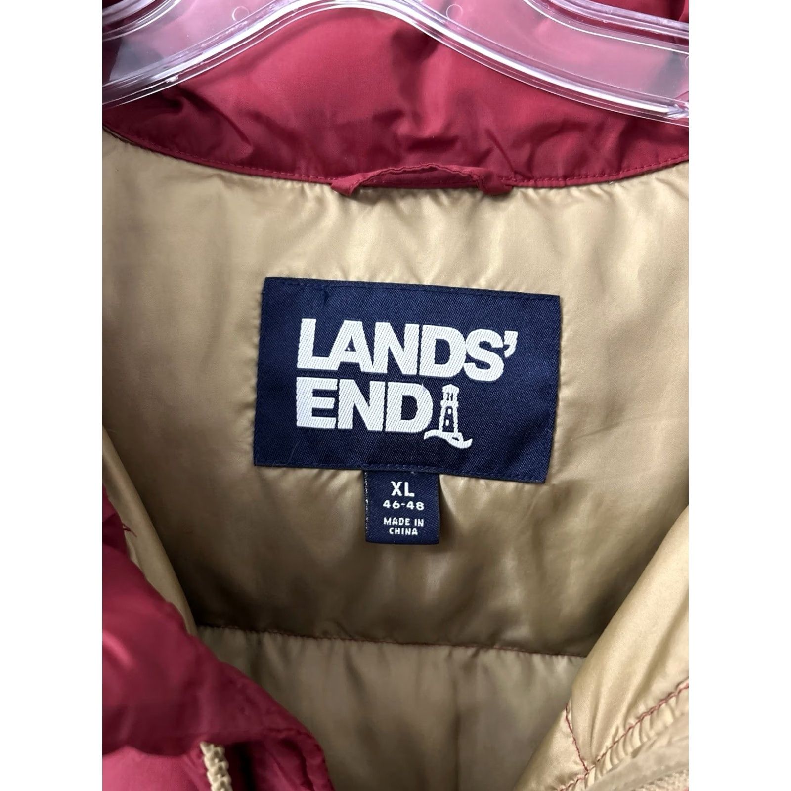 Lands' End VINTAGE Lands' End Down Puffer Jacket Mens XL Red Full Zip Pockets Insulated Coat L/S Size US XL / EU 56 / 4 - 6 Thumbnail