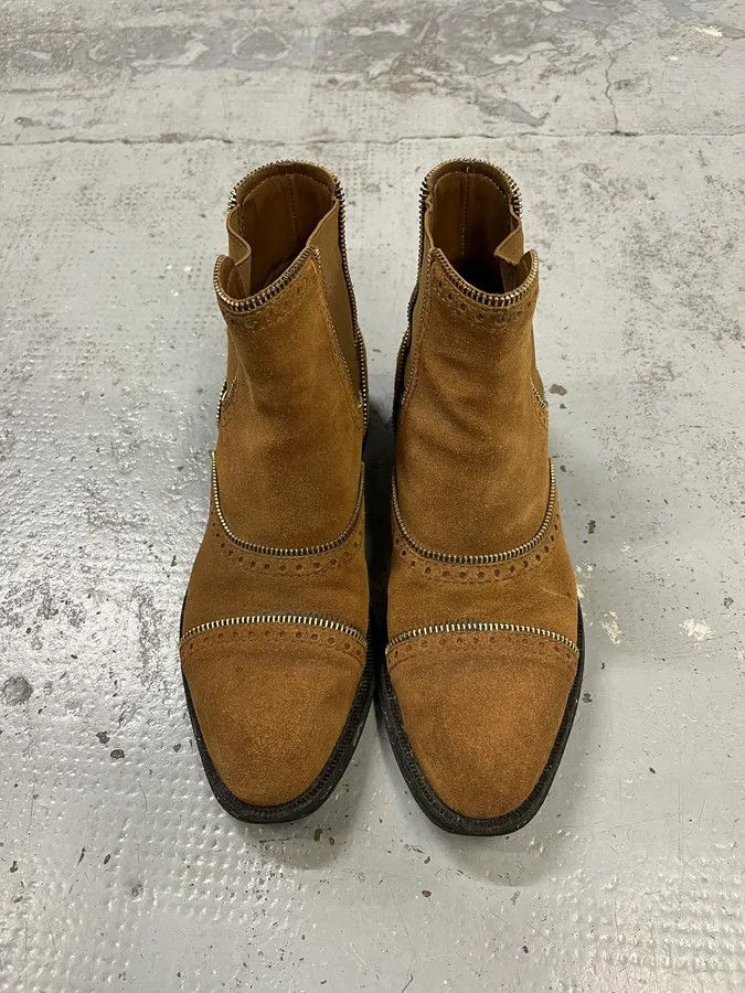 Louis Vuitton Louis Vuitton Camel Suede Multi Zip Leather Boots Size US 7.5 / IT 37.5 - 4 Thumbnail