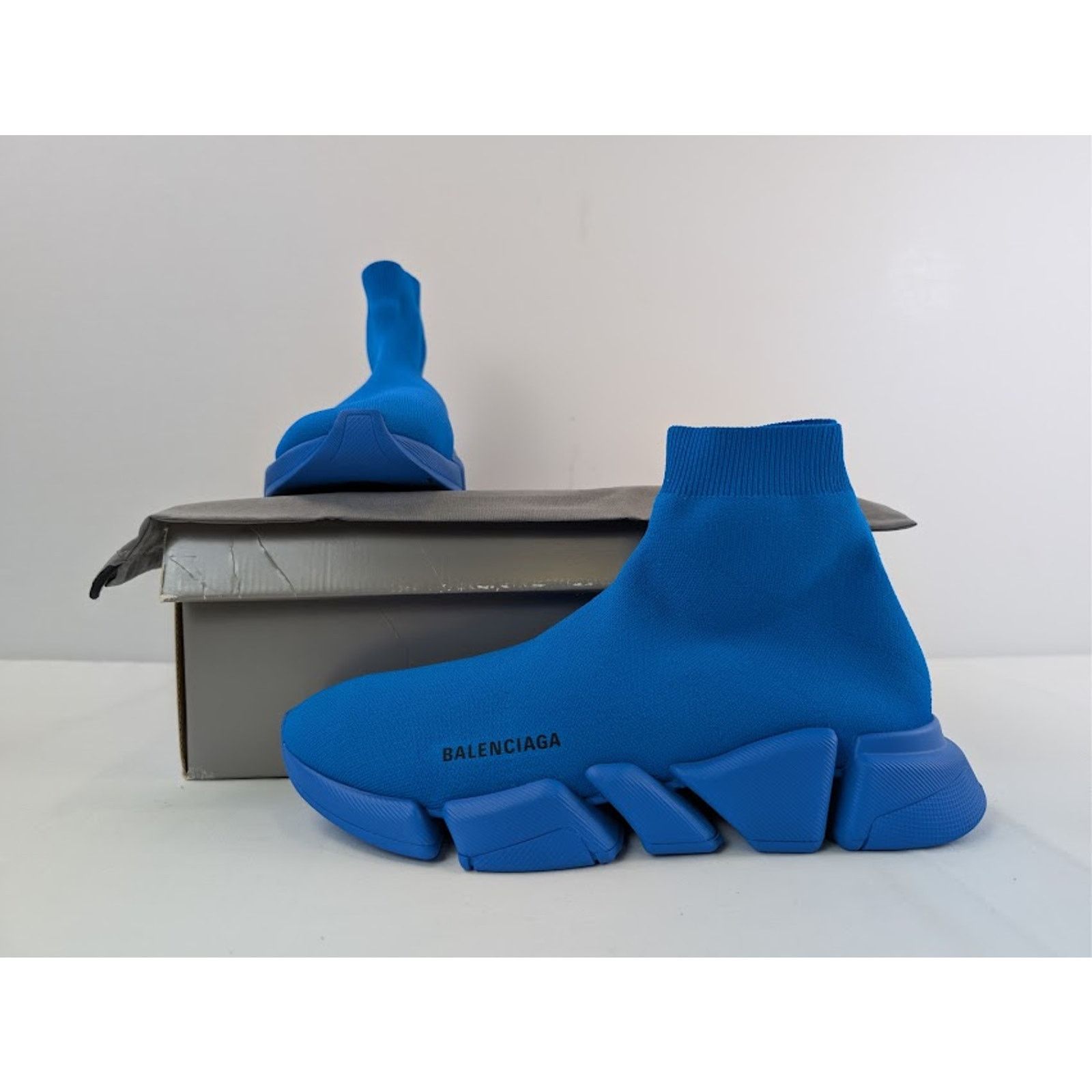 Balenciaga o1rshd1 Speed 2.0 Recycled Knit Sneakers in Dark Blue Size US 12 / EU 45 - 19 Thumbnail