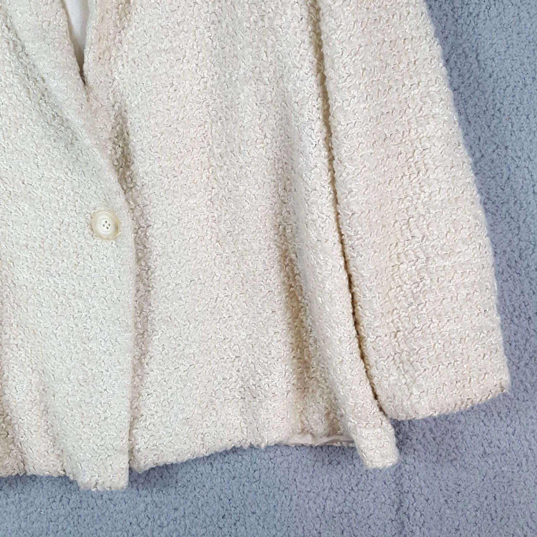 Vintage VINTAGE 80s Ivory Mohair Blend Knit Cardigan Women's Size 16 Lined Preppy Sweater Size XXL / US 16-18 / IT 52-54 - 3 Thumbnail