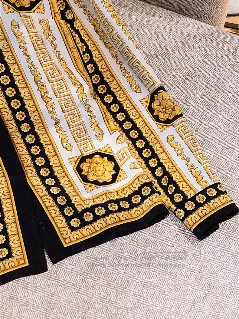 Versace Black gold baroque silk shirt