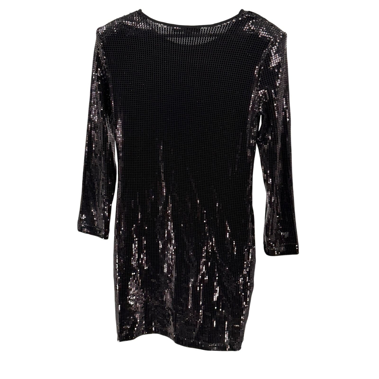 Love Moschino Black Square Sequin Mini Dress Shoulder Pad Stretch Party Size M / US 6-8 / IT 42-44 - 5 Thumbnail