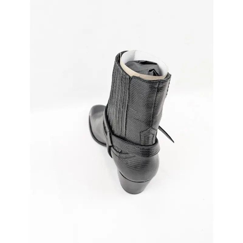 Celine o1rshd1 Chelsea Lizard Stamped Calfskin Issac Boots in Black Size US 7 / EU 40 - 10 Thumbnail