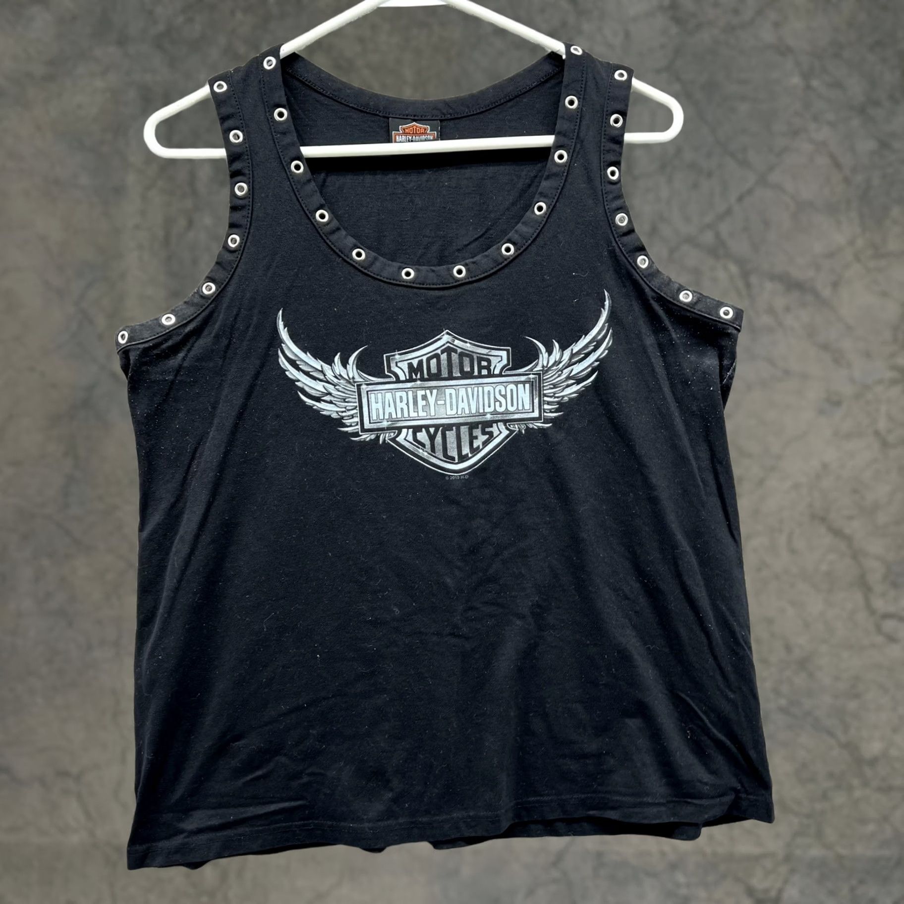 Harley Davidson Harley-Davidson Tank Top Womens XL Black Studded Scoop Neck Sleeveless Top y2k Size XL / US 12-14 / IT 48-50 - 1 Thumbnail