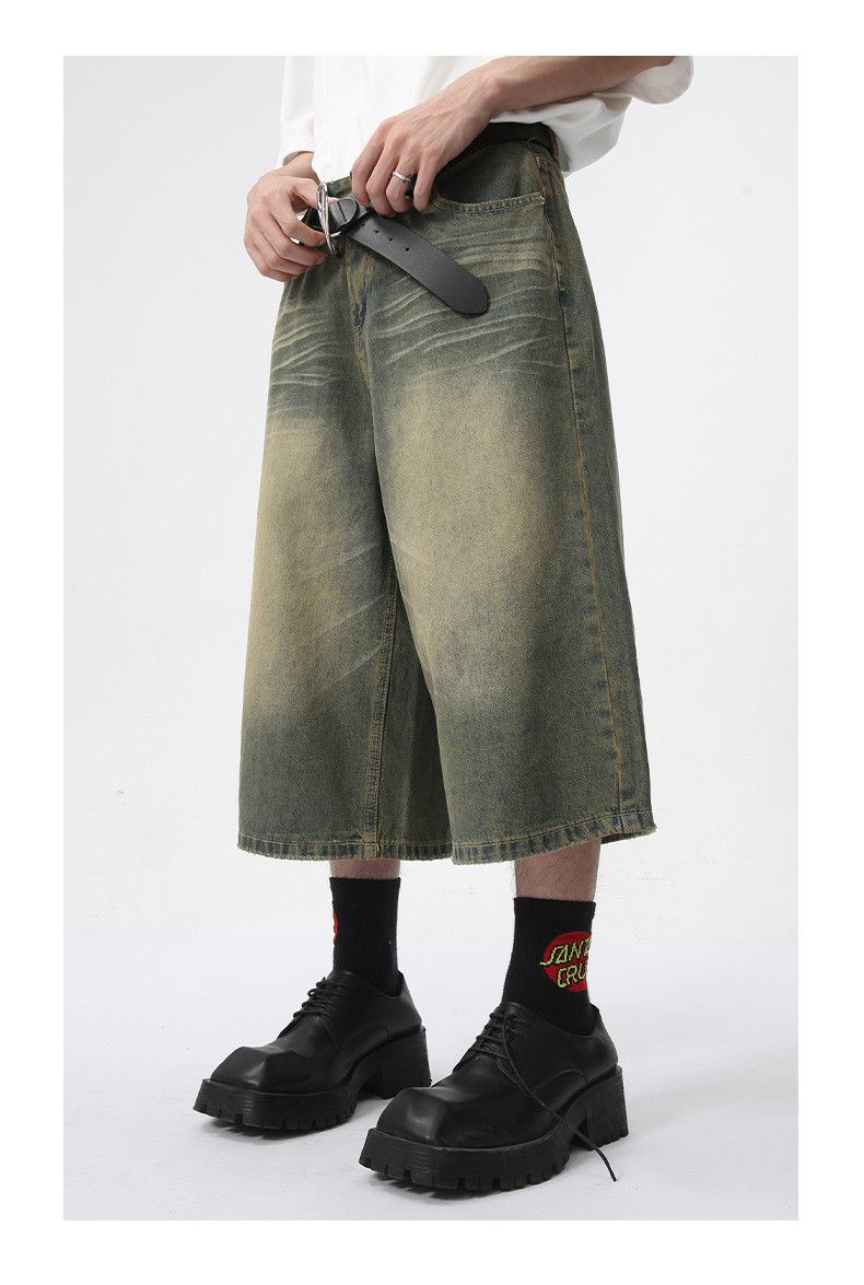 Japanese Brand × Jean Vintage straight wide-leg distressed denim shorts Size US 32 / EU 48 - 4 Thumbnail