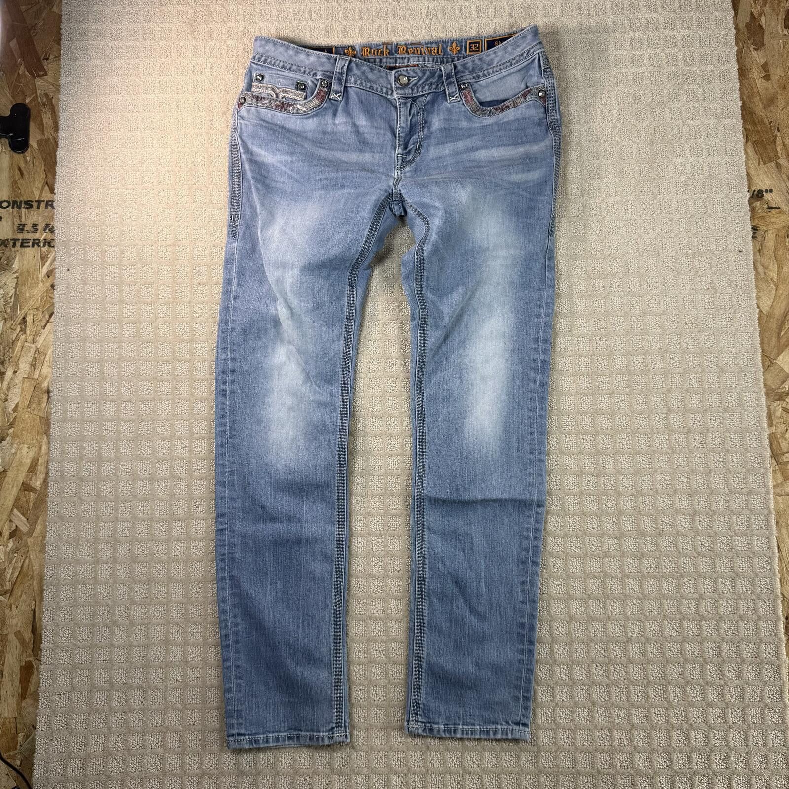 Rock Revival Rock Revival Skinny Jeans Light Wash 32 Size 32" / US 10 / IT 46 - 1 Thumbnail