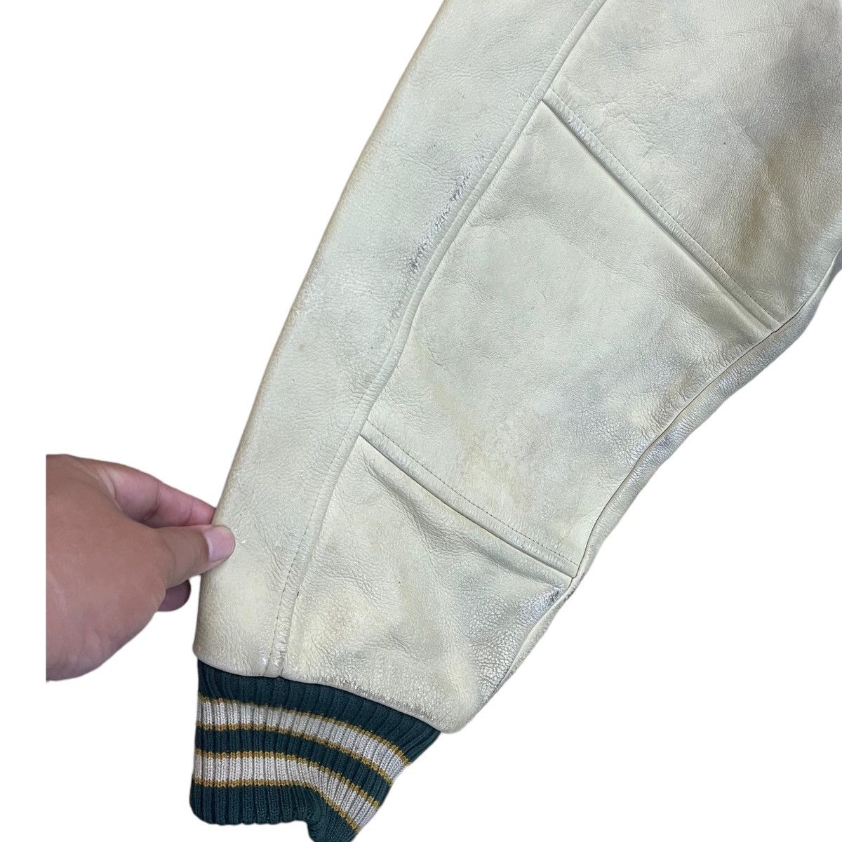 Big John Vintage 90s Burbon Street Big Logo Varsity Sleeve Leather Size US M / EU 48-50 / 2 - 4 Thumbnail